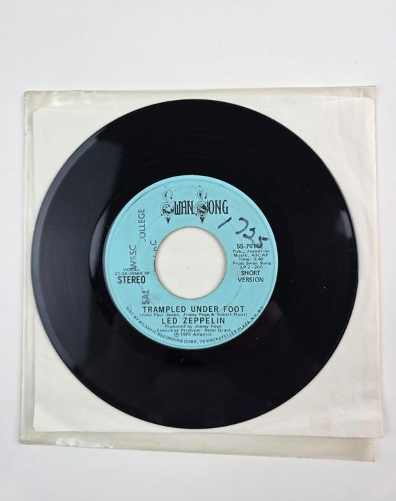 Led Zeppelin: Trampled under Foot (Long & Short Version) 45 Swan Song - Promo 7”