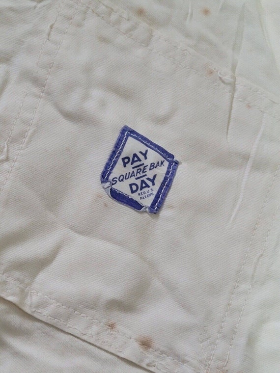 Vintage Pay Day Square Back Overalls White Painte… - image 6