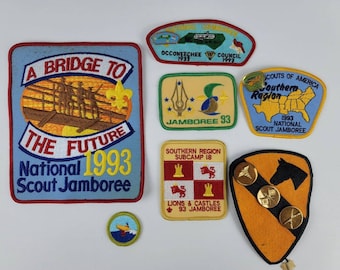 Lot 1993 Boy Scout Jamboree Patches & badges with Bonus enamel pins
