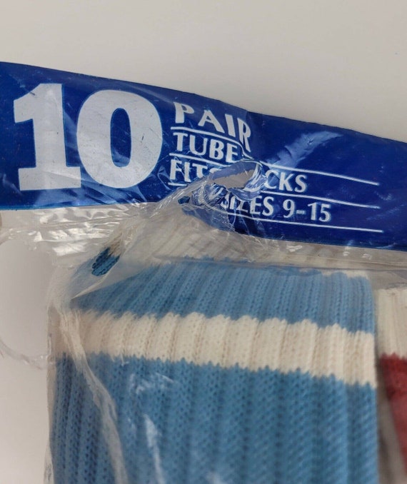New Vintage 10 Pack Ames Tube Socks 3-Stripes Dif… - image 2