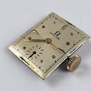Movimiento de reloj Omega para hombre, estilo vintage de 1945, suizo, 17 rubíes, OXG, 19 mm x 22 mm. imagen 4
