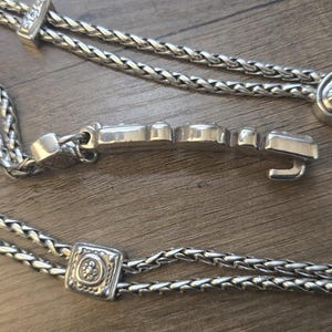 Brighton Silver Tone Braided Double Chain Heart Link Belt Size Large 34-40" image 3