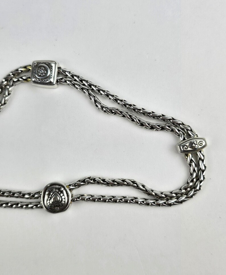 Brighton Silver Tone Braided Double Chain Heart Link Belt Size Large 34-40" image 6