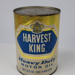 Vintage Harvest King Oil Can 1 Quart FULL Composite St. Paul MN Farm oil