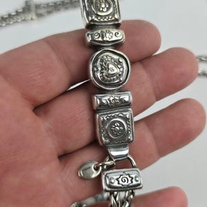 Brighton Silver Tone Braided Double Chain Heart Link Belt Size Large 34-40" image 7