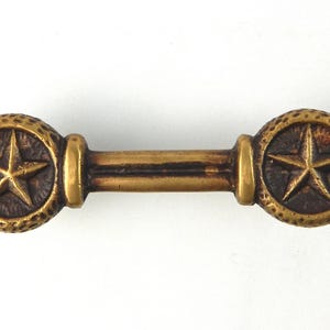 Lot of 7 Lone Star Cast hammered brass 5" drawer Pull handle w/ hardware 3" hole