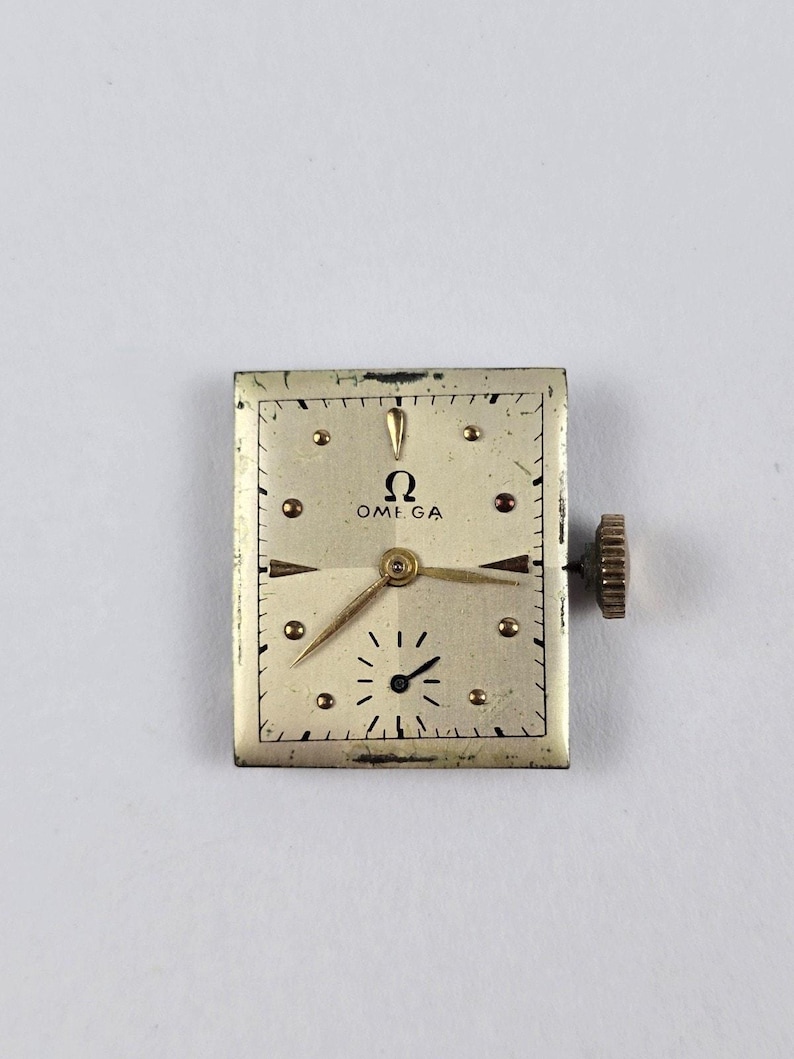 Movimiento de reloj Omega para hombre, estilo vintage de 1945, suizo, 17 rubíes, OXG, 19 mm x 22 mm. imagen 1
