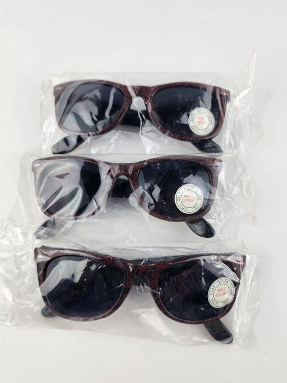 1980's Coca-cola Super Dark Sunglasses Black Frames All-over Writing Adult  Size -  New Zealand