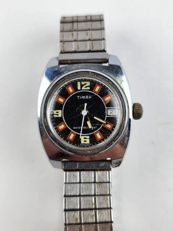 Vintage Timex Mens Watch Red & Black Dial Roulett… - image 1