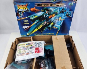 Nouvelle boîte ouverte Mattel Max Steel MX99 Heli-Jet Transforming Vehicle 2001 Hélicoptère