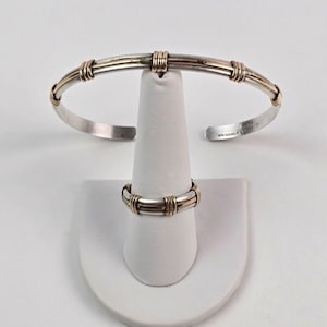 Navajo Signed J. Begay Sterling and 12k GF wrapped Set Bracelet & Ring size 9.25