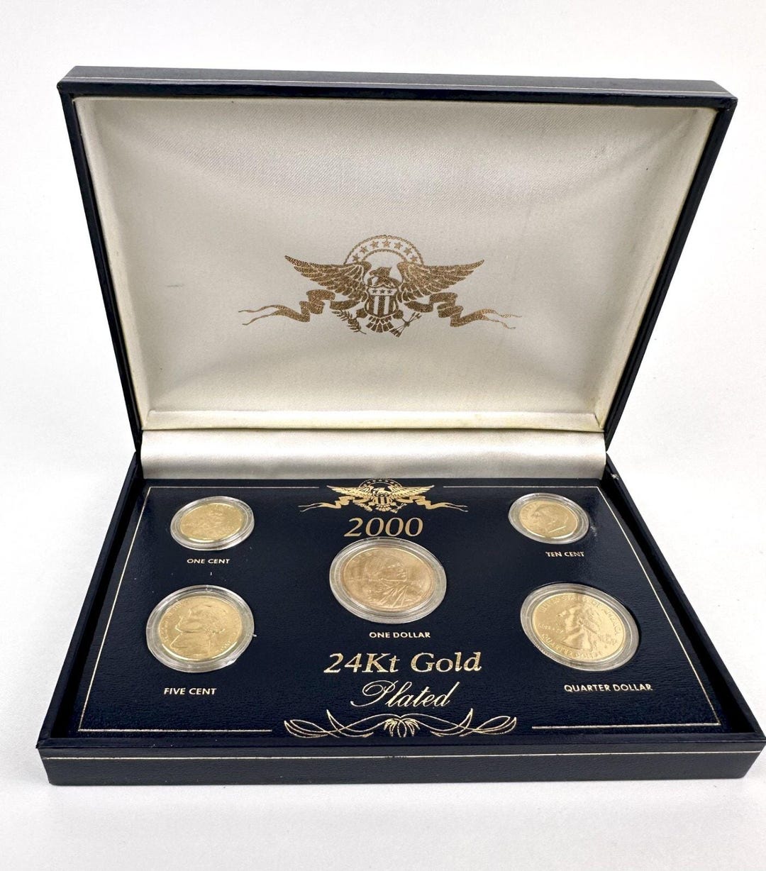 Set of 5 24kt Gold Plated US United States Coin Collection in Box ...