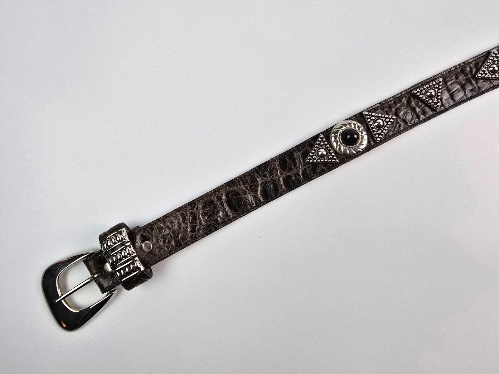 Leatherock 1994 Women Studded Concho Belt Brown Reptile  display picture 3