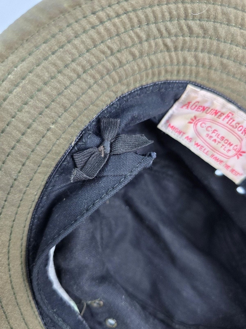 Vintage Filson Army Green Bucket Hat OD green Size S/M 23.5" USA made image 7