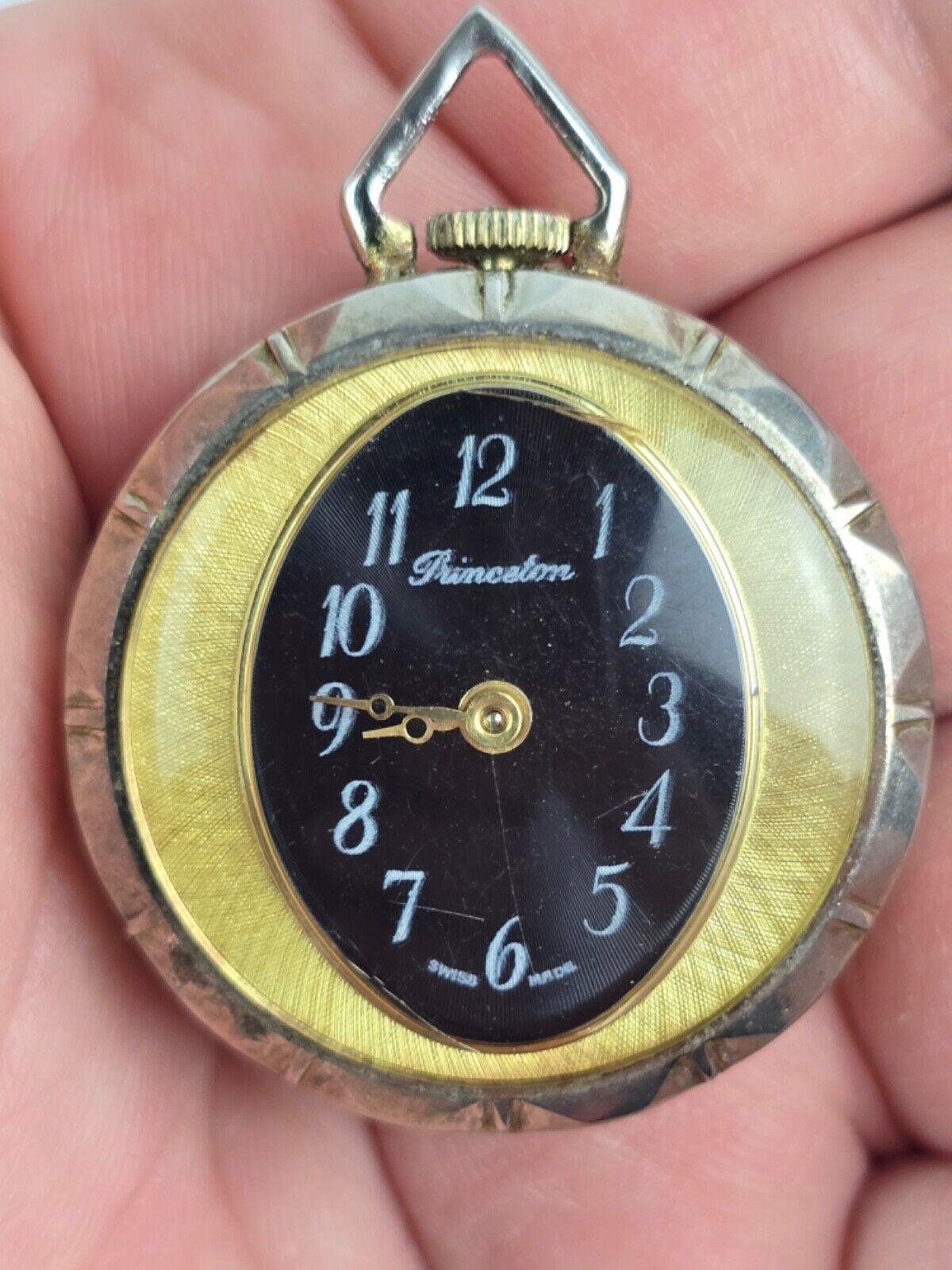 Vintage Princeton Swiss Pendant Pocket Watch Women display picture 3
