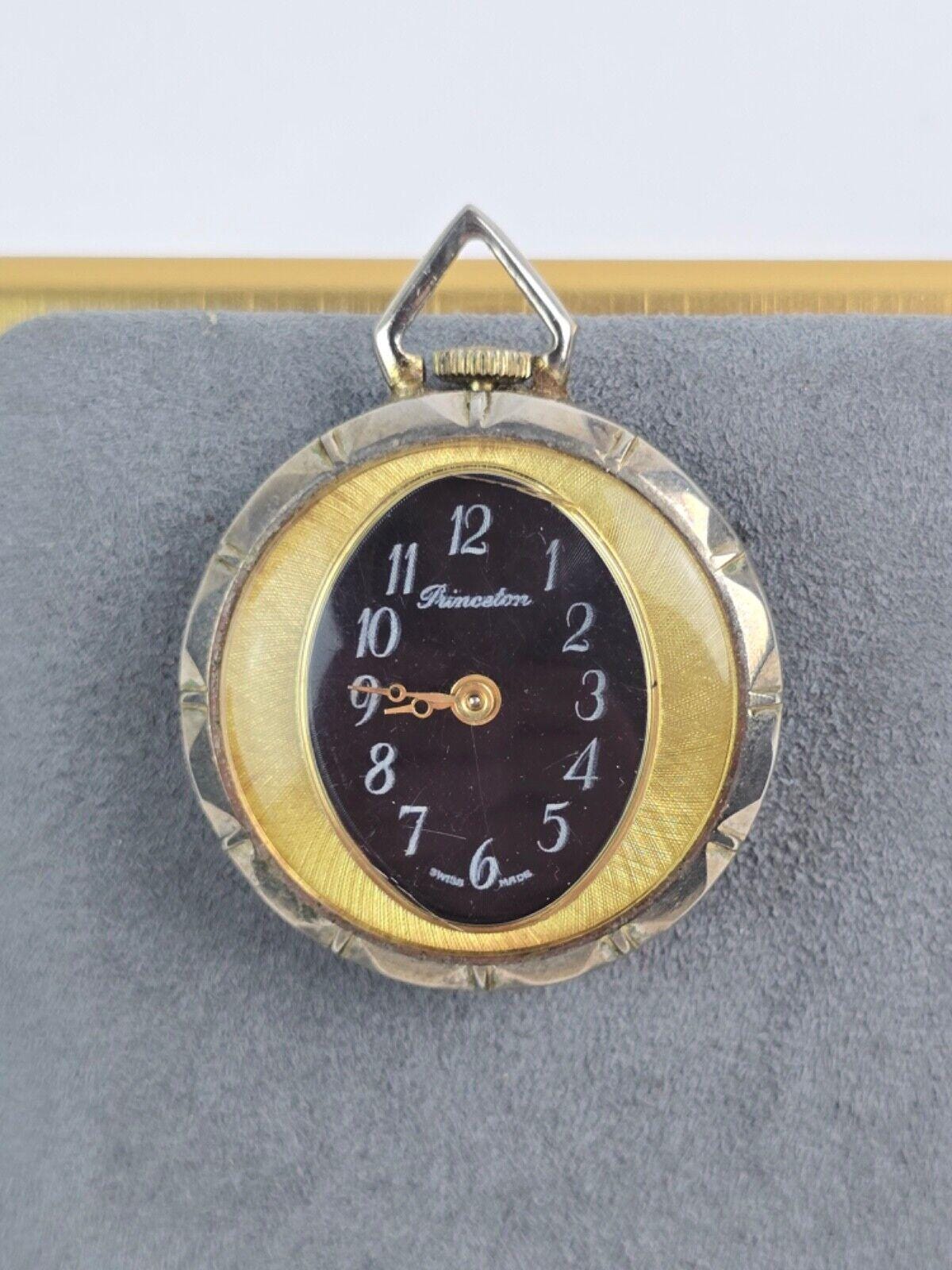 Vintage Princeton Pendant Necklace Watch Women 23mm Gold Tone Manual Swiss Chain Vintage Watch Necklaces for sale | eBay main image 3