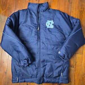 Vintage 1990&#39;s Team Starter UNC Tarheels Puffy Jacket Coat Size M fits Large
