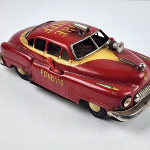 ブリキ パトカー police car レトロ ヴィンテージ tin ミニカー Vintage Tin Toy Friction Large Police Car Japan 1960s U-80