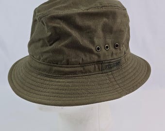 Chapéu Bucket Verde Militar Filson Vintage OD verde tamanho P/M 23,5" Fabricado nos EUA