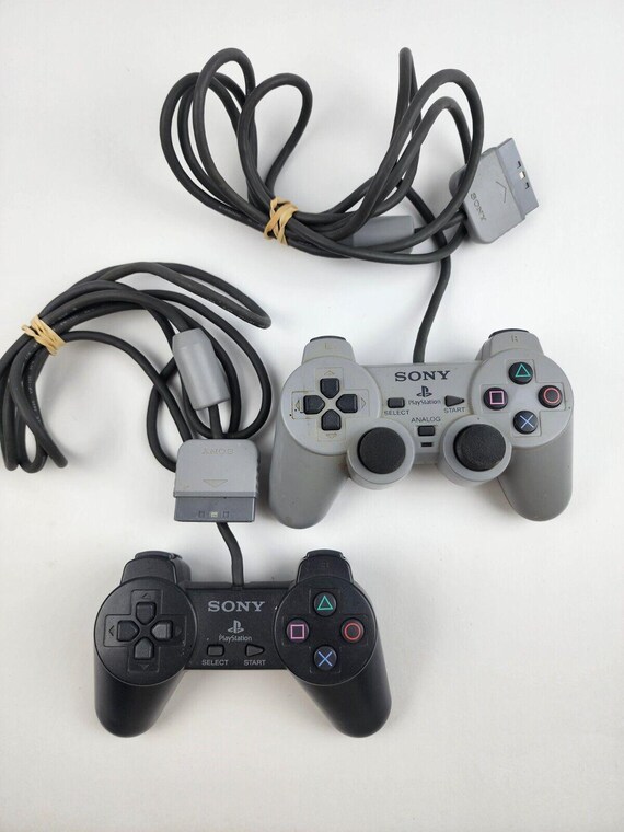 Sony Playstation PS1 Gray Dual Shock & Black Controller SCPH