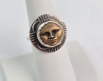 Tabra ~ ヴィンテージ スターリングシルバーと銅のインカ太陽神の顔の