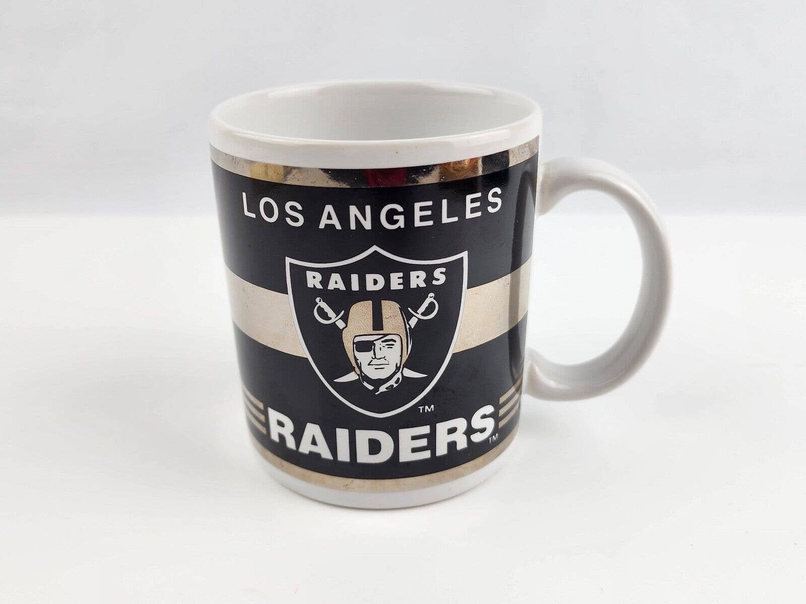 Las Vegas Raiders 3D Ceramic Mug Official NFL Raised Logo ~ Black, White  & Gray