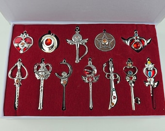 Sailor Moon Pendant Charm Set 12 Pieces Moon Stick w/ chain new in box