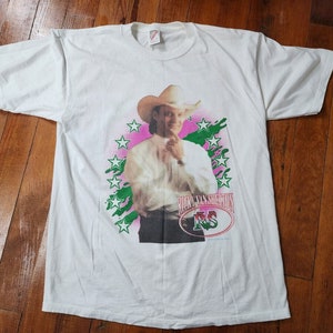 Vintage Ricky Van Shelton Country Music white T-shirt Size Large Jerzees