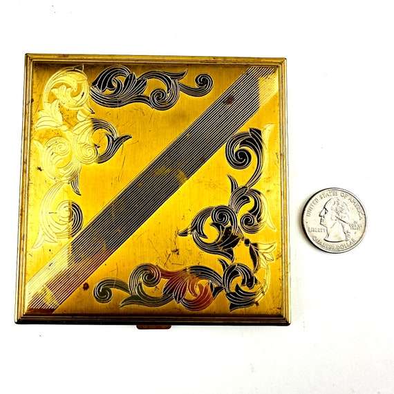 Wadsworth Gold Tone Mirrored Powder Compact 3.75" Good Condition
