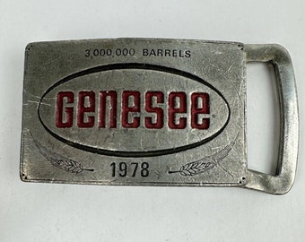 Vntg 3,000,000 Barrels Genesee 1978 Beer Belt Buckle Pewter Old Forge Metals