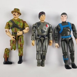 Kavel van 3 Lanard Military Gi Joe-actiefiguren 1983 Diver Kung Fu Jungle