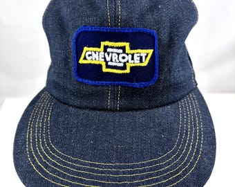 Vintage Chevy Trucker Hat, Blue Chevrolet Bowtie Patch Retro  display picture 1