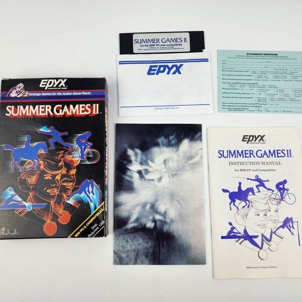 Summer Games II by Epyx for PC IBM complete 5.25" Floppy Disk Nice Box