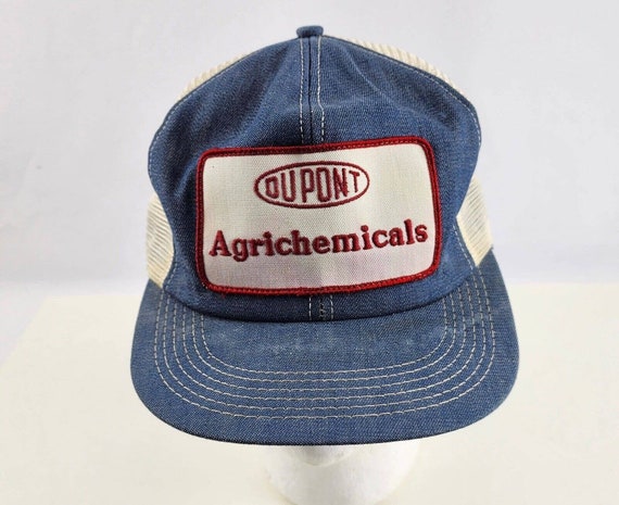 Vintage Farm Dairy Denim Patch Snapback Trucker Hat Cap King Windward Foam Rare