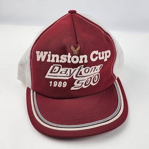 Vintage 1989 Winston Cup Daytona 500 Trucker Hat Snapback USA made Good Foam