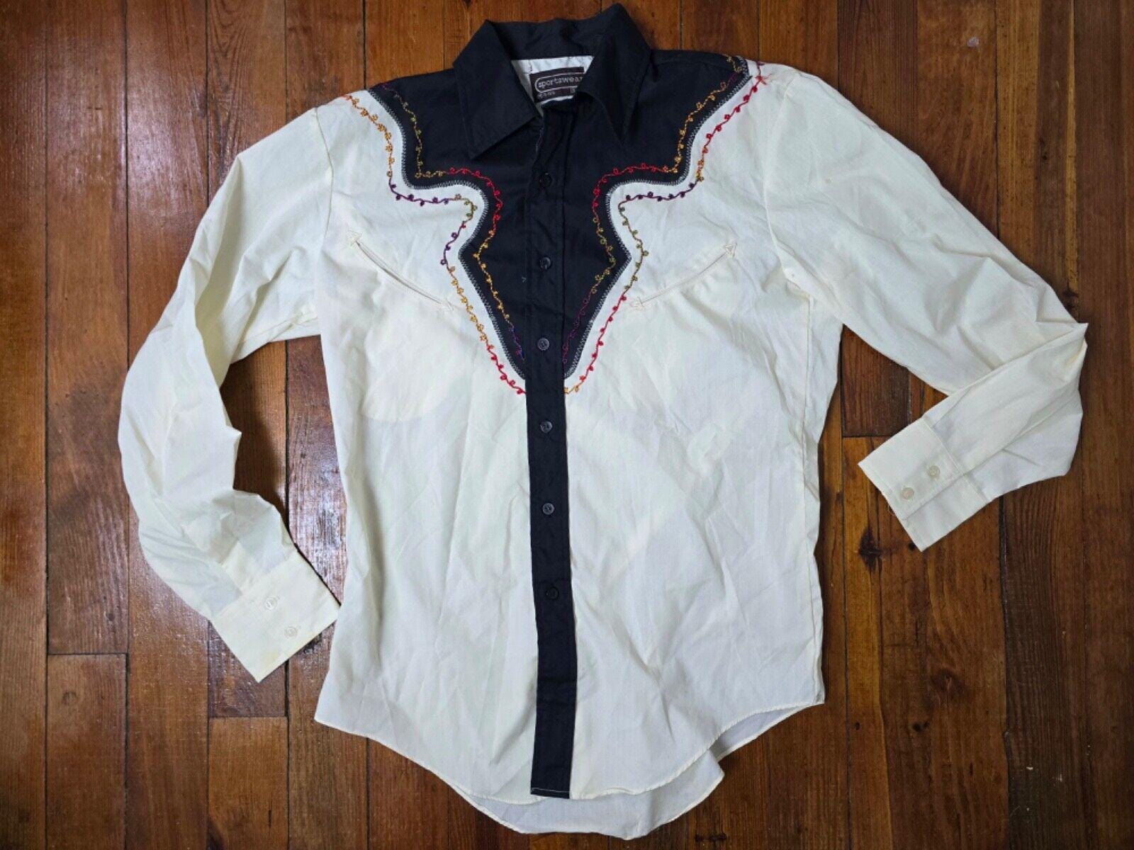70s SEARS Put-on Shop AUTOGRAPH SHIRT Western Novelty