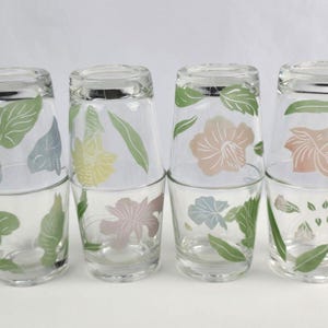Set von 8 Bundesglas-Pastellfarben geätzten Blumen Whisky Niedriger Saft-Becher