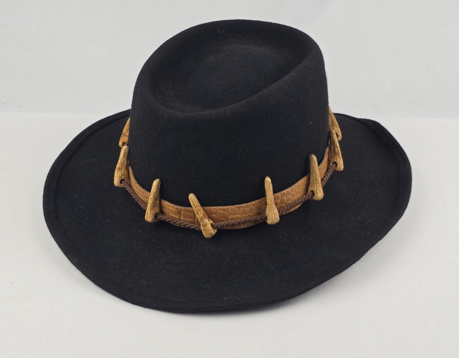 Vintage Crocodile Dundee Hat Black 100% Wool Men's Size Medium USA