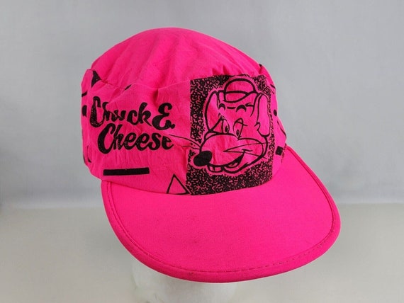Vintage 1990 Chuck E Cheese Showbiz Neon Pink Hat… - image 1