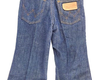 Vintage Wrangler Jeans Jugend / Jungen Ausgestelltes Bein 21" x 13" indigo blue