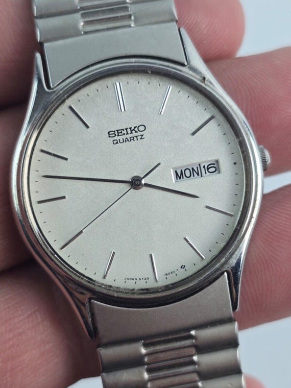 Vintage Seiko 5Y23-8030 White Dial Day Date Men's Watch W