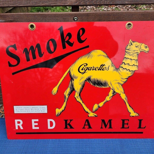 Vintage 1996 Camel Smoke Red Kamel Cigarettes Double sided tin sign 15" x 20" VG