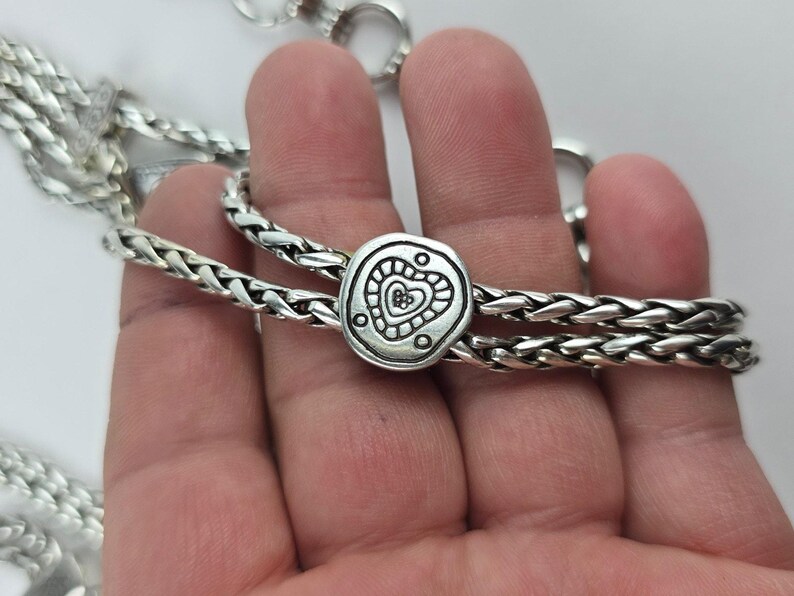 Brighton Silver Tone Braided Double Chain Heart Link Belt Size Large 34-40" image 11