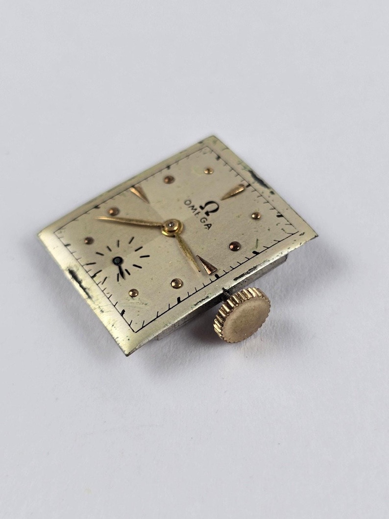 Movimiento de reloj Omega para hombre, estilo vintage de 1945, suizo, 17 rubíes, OXG, 19 mm x 22 mm. imagen 2