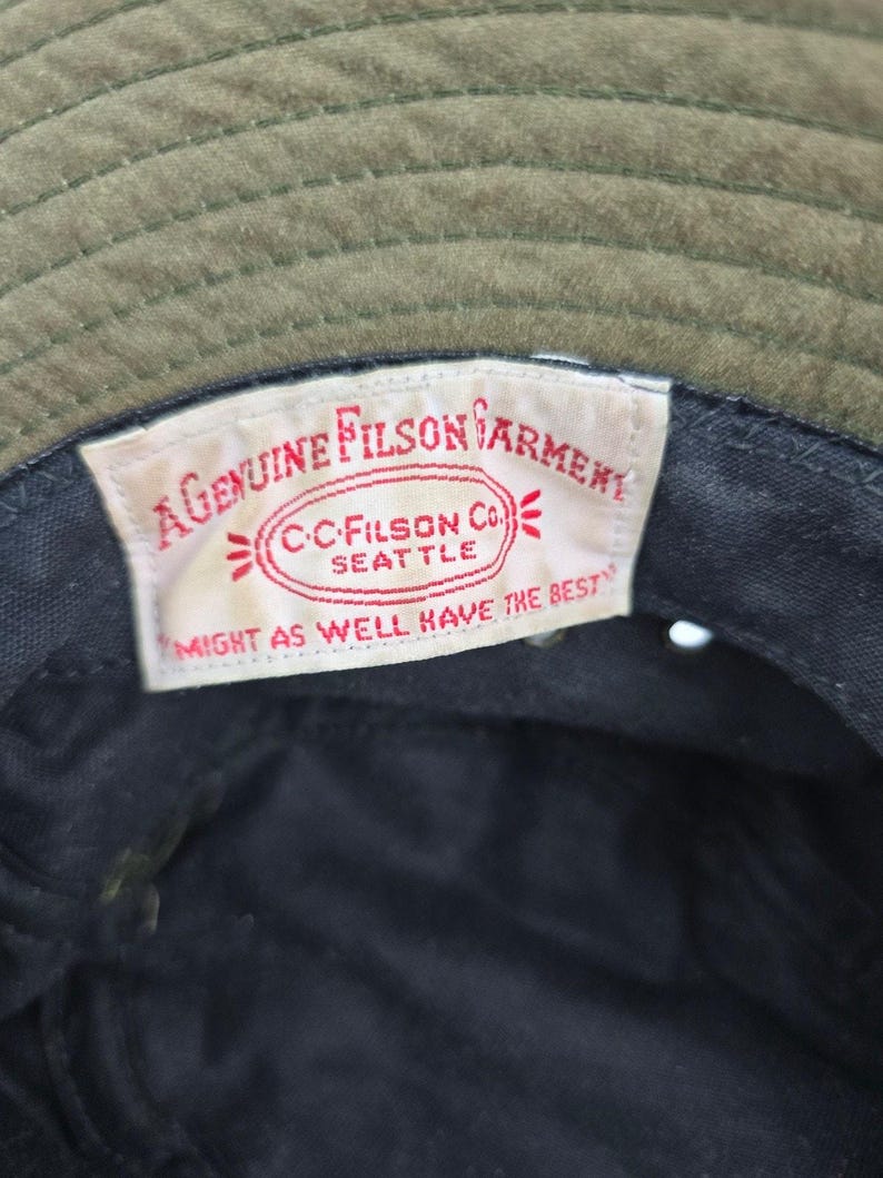 Vintage Filson Army Green Bucket Hat OD green Size S/M 23.5" USA made image 6