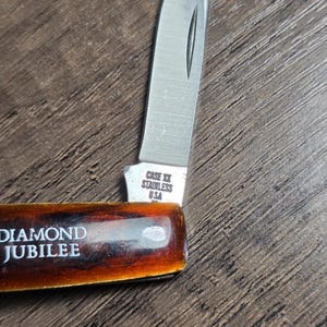 Case XX 278 Diamond Jubilee opvouwbaar zakmes met 2 lemmeten, gemaakt in de VS afbeelding 3
