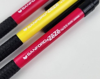 Set of 3 Sanford Zeze Mechanical Pencils 0.5mm Japan Pink & Yellow