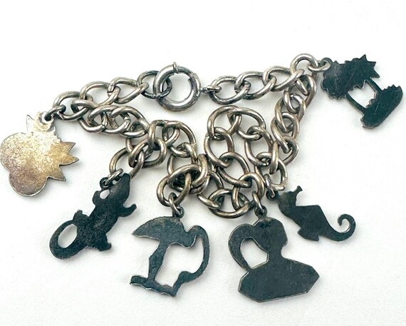 ヴィンテージ シルバートーン チャームブレスレット フロリダテーマ