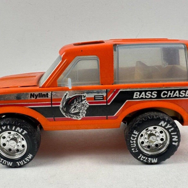 Vintage Nylint Orange Pressed Steel BASS Chaser Ford Bronco Truck SUV USA