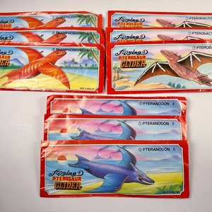Lot of 9 - 1990&#39;s Flying Dinosaur Glider - 3 of each - Styrofoam & Plastic NEW